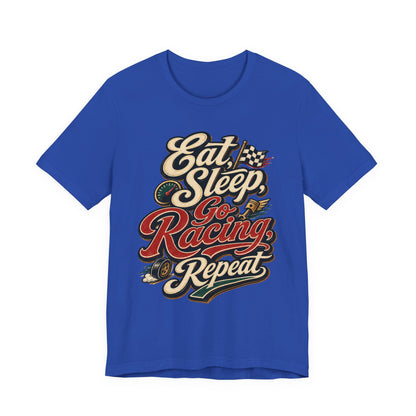 Racing T-Shirt — "Eat Sleep Go Racing Repeat" Retro Graphic Tee