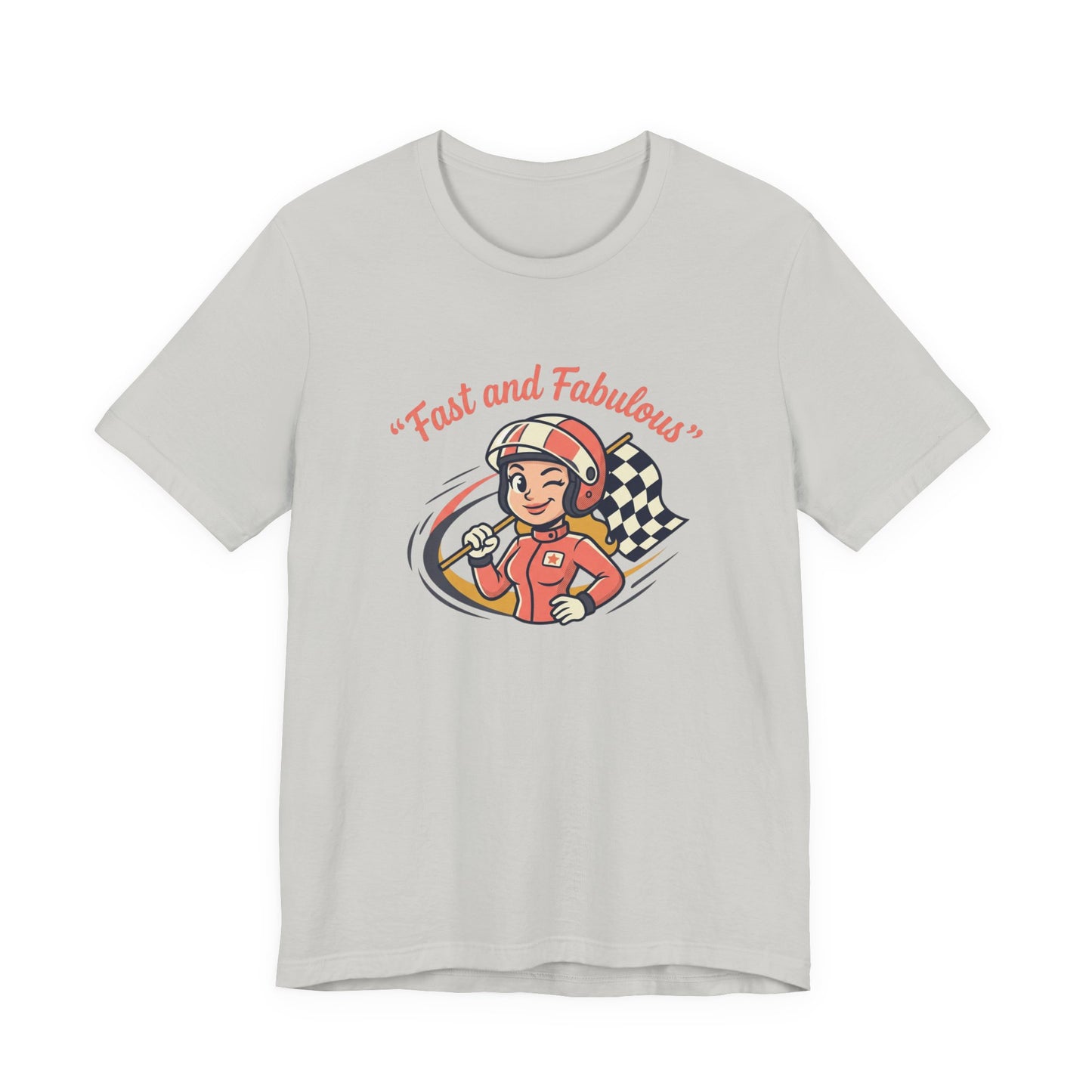 Fast and Fabulous Racing Tee — Vintage Female Racer Graphic T-Shirt