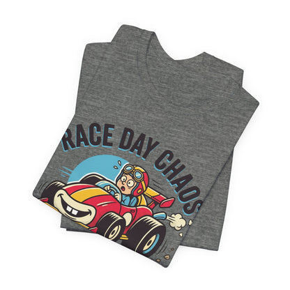 Race Day Chaos Tee — "Hold On For Dear Life" Racing Car Graphic Shirt