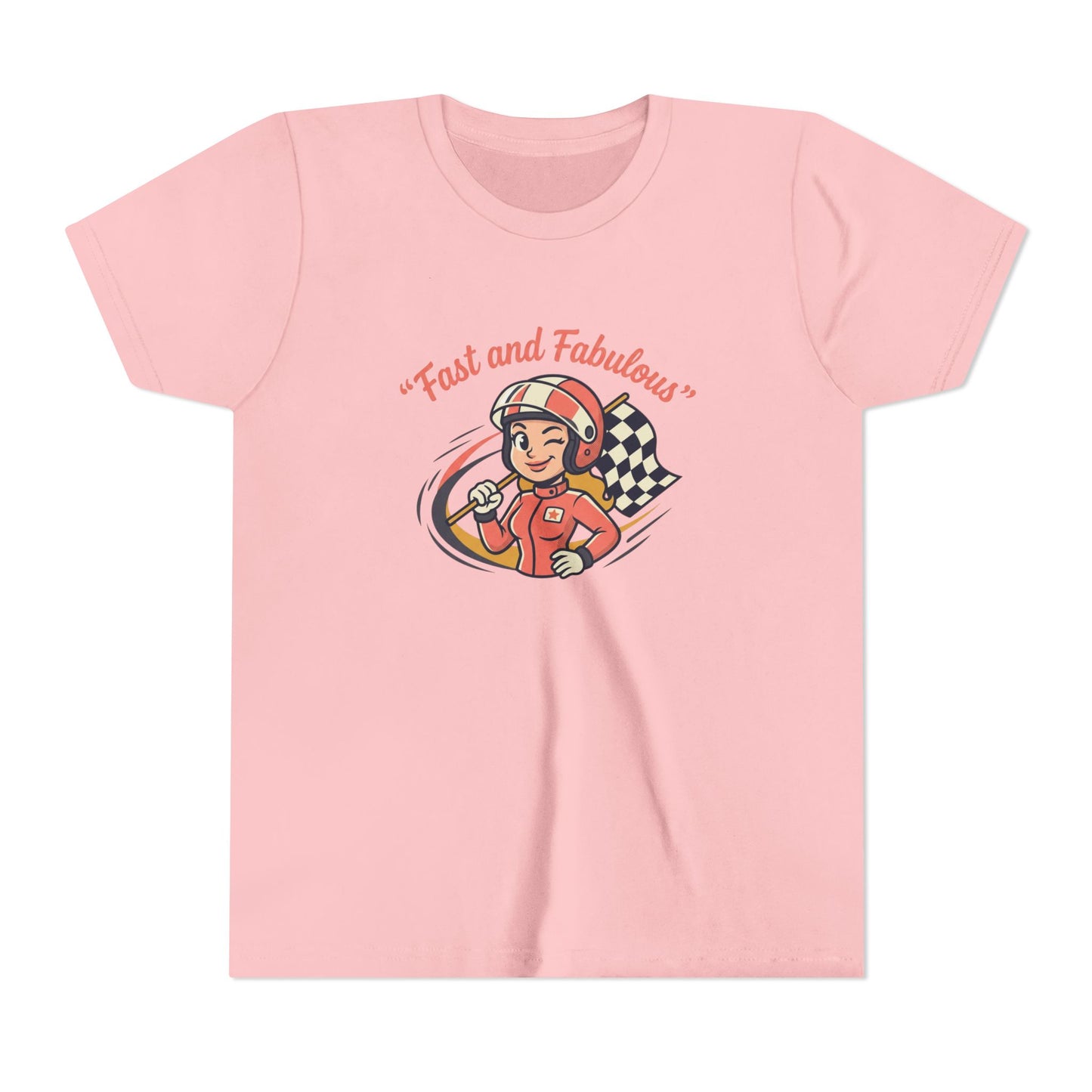 Fast and Fabulous Youth Tee — Retro Girl Racer Kids Shirt