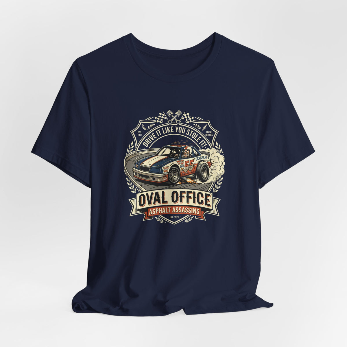 Oval Office Racing Tee — "Asphalt Assassin" Car Enthusiast Shirt