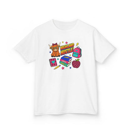 Kids Tee — Highland Hustler Cute Scottish Cow Graphic