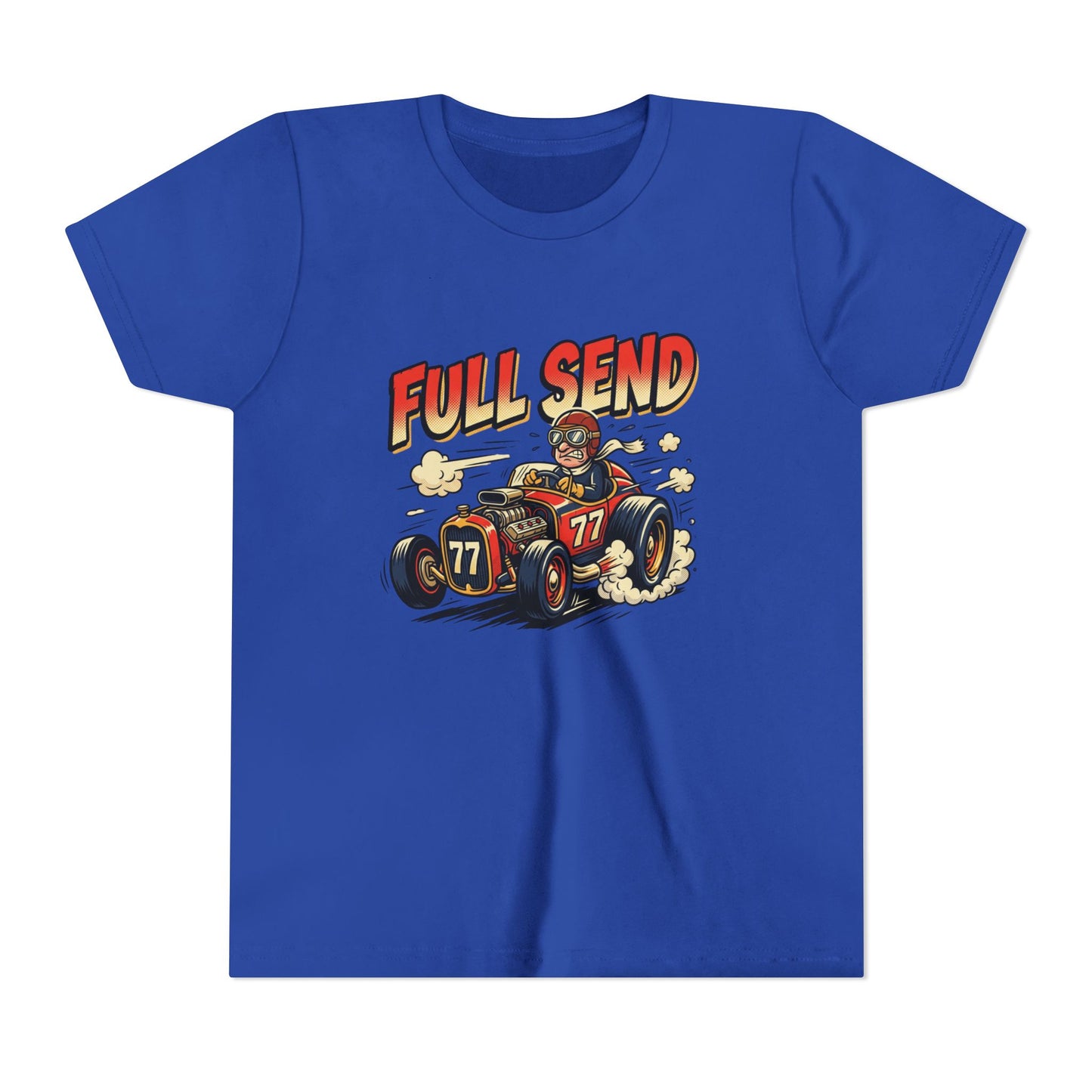 Youth Tee - "Full Send" Vintage Racecar Kids T‑Shirt