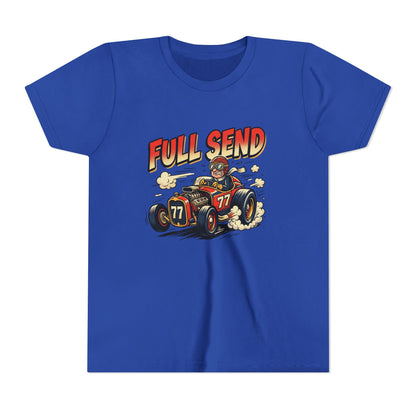Youth Tee - "Full Send" Vintage Racecar Kids T‑Shirt