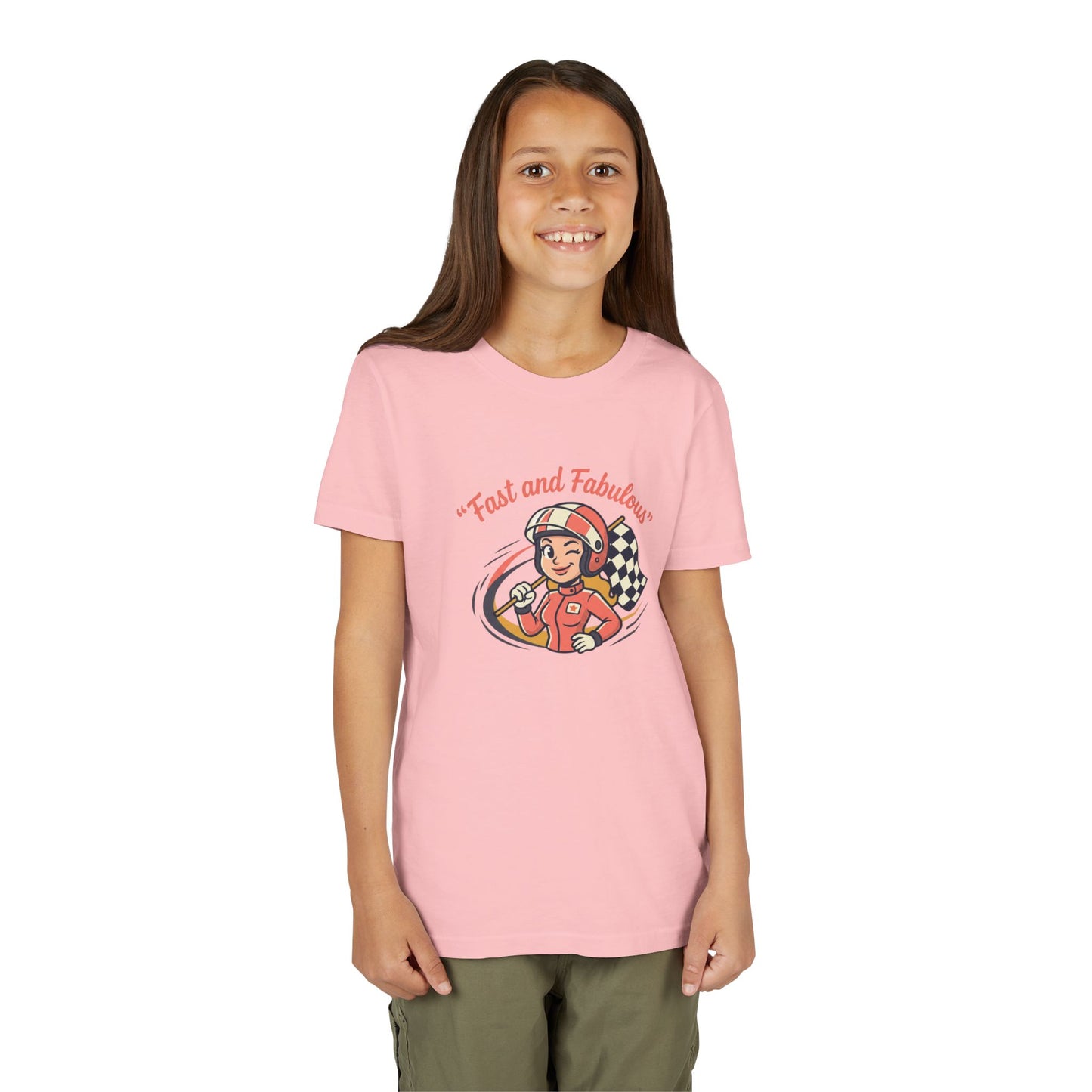 Fast and Fabulous Youth Tee — Retro Girl Racer Kids Shirt
