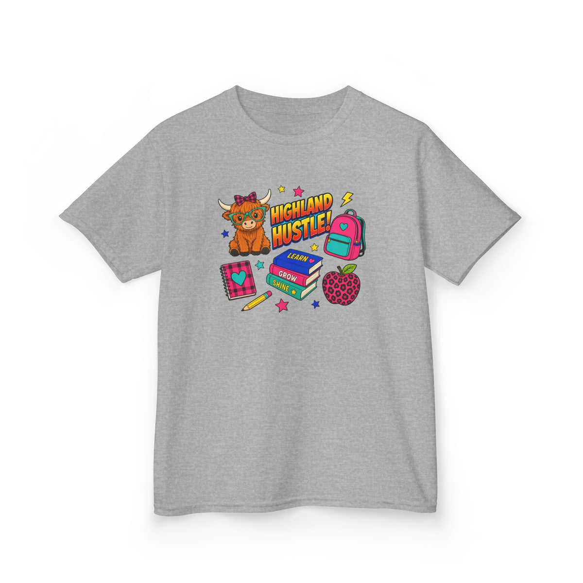 Kids Tee — Highland Hustler Cute Scottish Cow Graphic