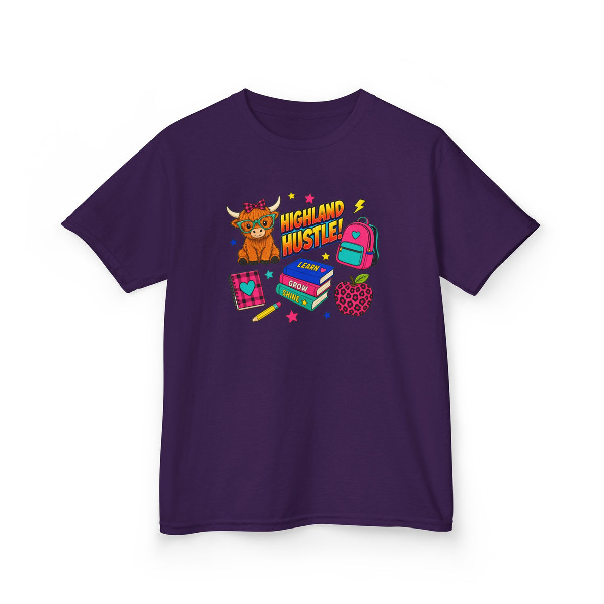 Kids Tee — Highland Hustler Cute Scottish Cow Graphic