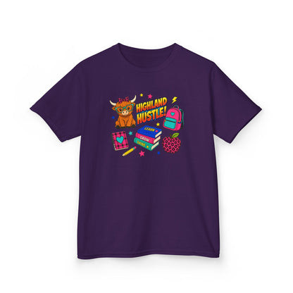 Kids Tee — Highland Hustler Cute Scottish Cow Graphic