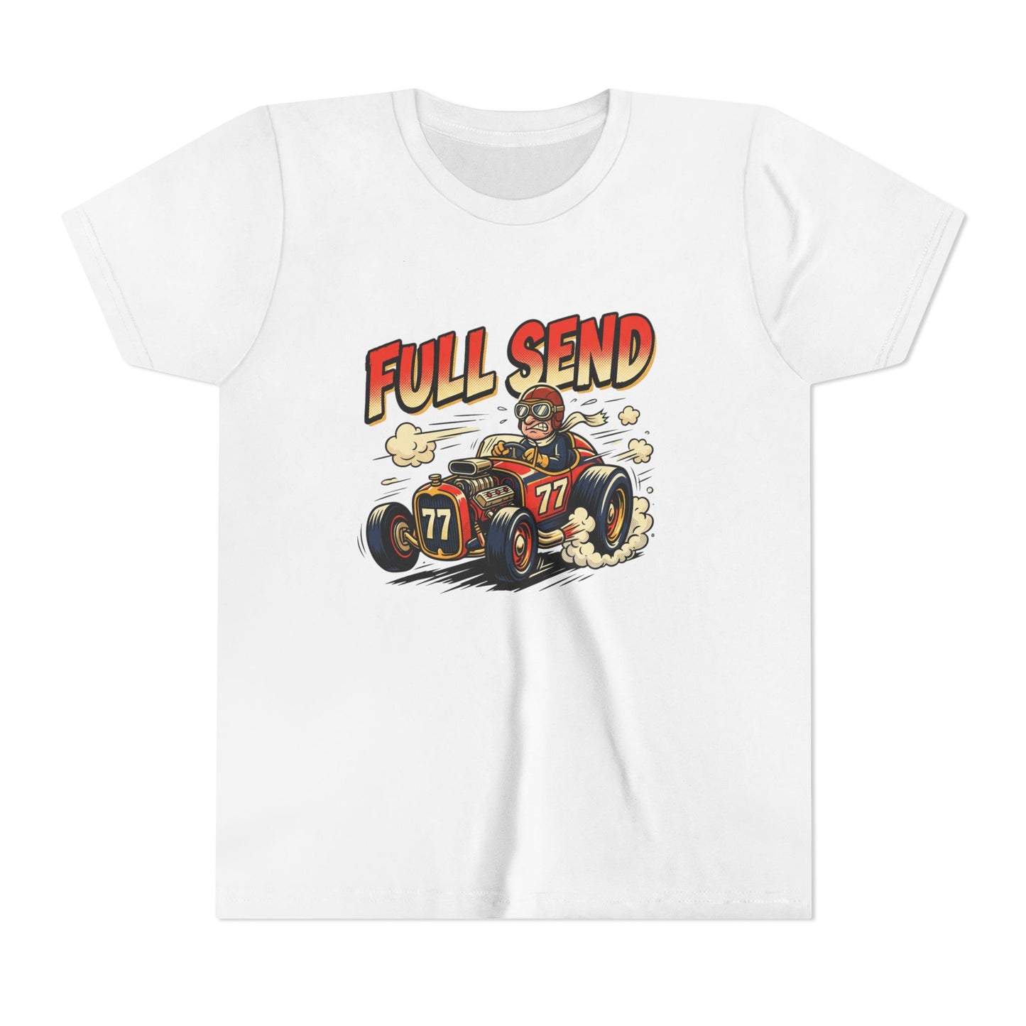 Youth Tee - "Full Send" Vintage Racecar Kids T‑Shirt