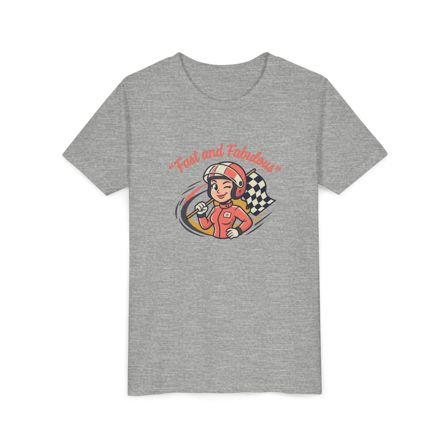 Fast and Fabulous Youth Tee — Retro Girl Racer Kids Shirt