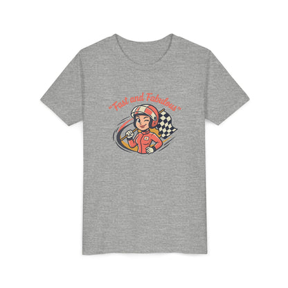 Fast and Fabulous Youth Tee — Retro Girl Racer Kids Shirt