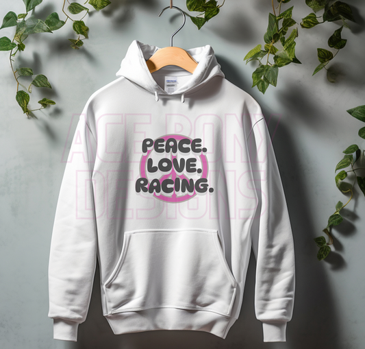 Peace. Love. Racing. Adult Hoodie